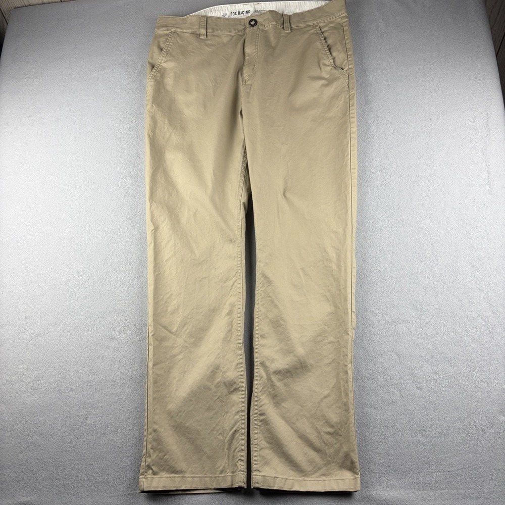 Fox Racing Chino Pants Men's 38x32 Tan Stretch Straight Leg